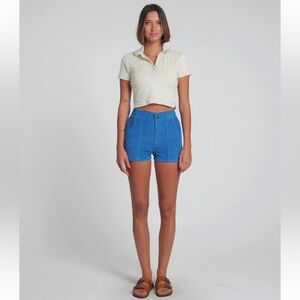 Faherty Corduroy Medium High Waist Zip Front Royal Blue Sz S organic Cotton